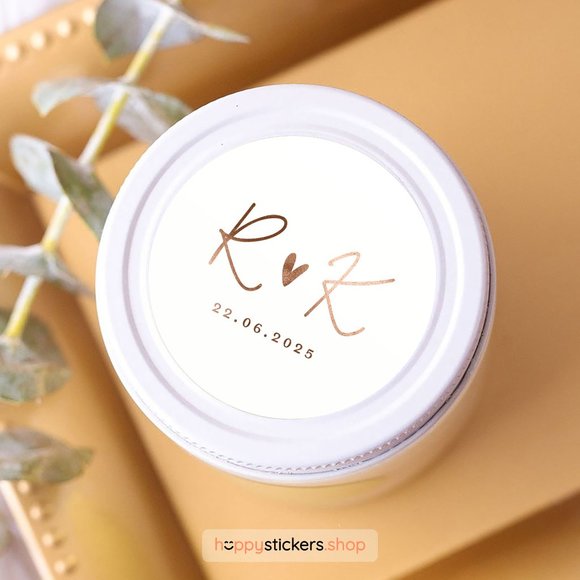 Jingle Monogram Stickers with Initials & Date • Wedding Stickers • Circle Labels - Picture 5 of 17